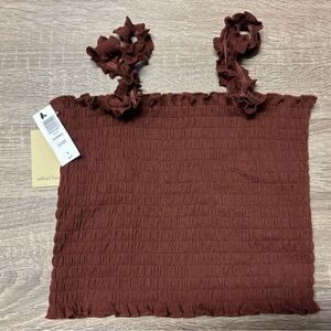 NWT Brown Aritzia shirred tank top